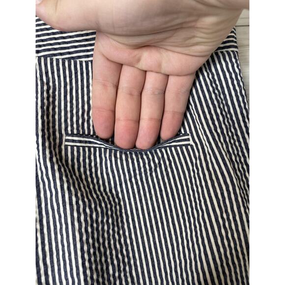 Ann Taylor Pants Womens 0 Navy White Devin Fit Striped Cotton Stretch Ankle - Picture 8 of 11